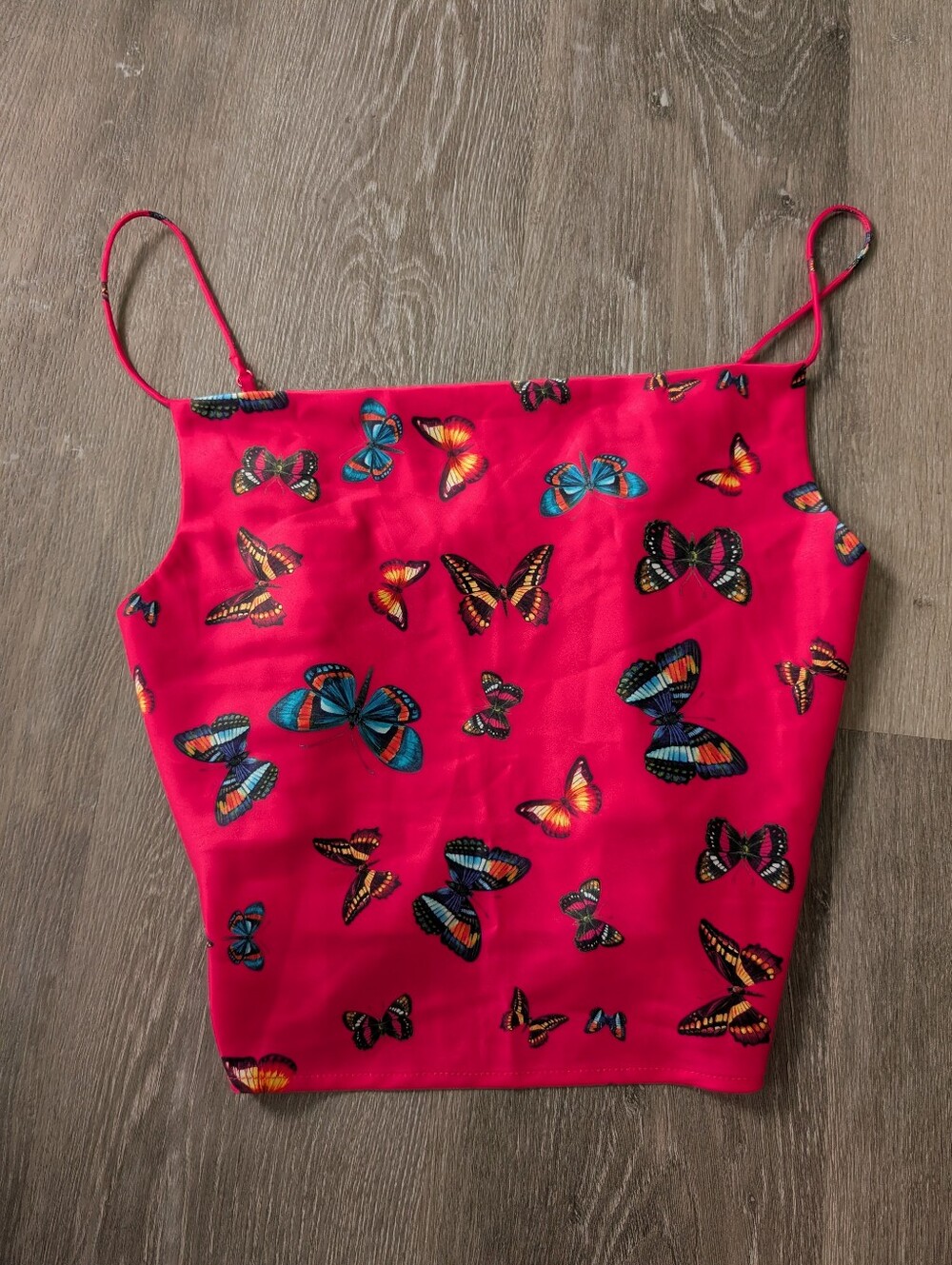 Steve Madden Bright Pink Butterfly Print Cami Top, Sz. XS